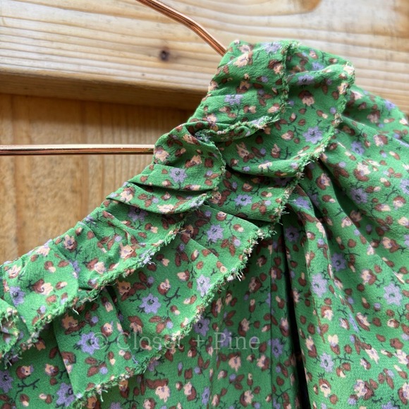 Doen Olive Dress Green Martha's Garden Floral Silk Maxi Size XS - Picture 5 of 17